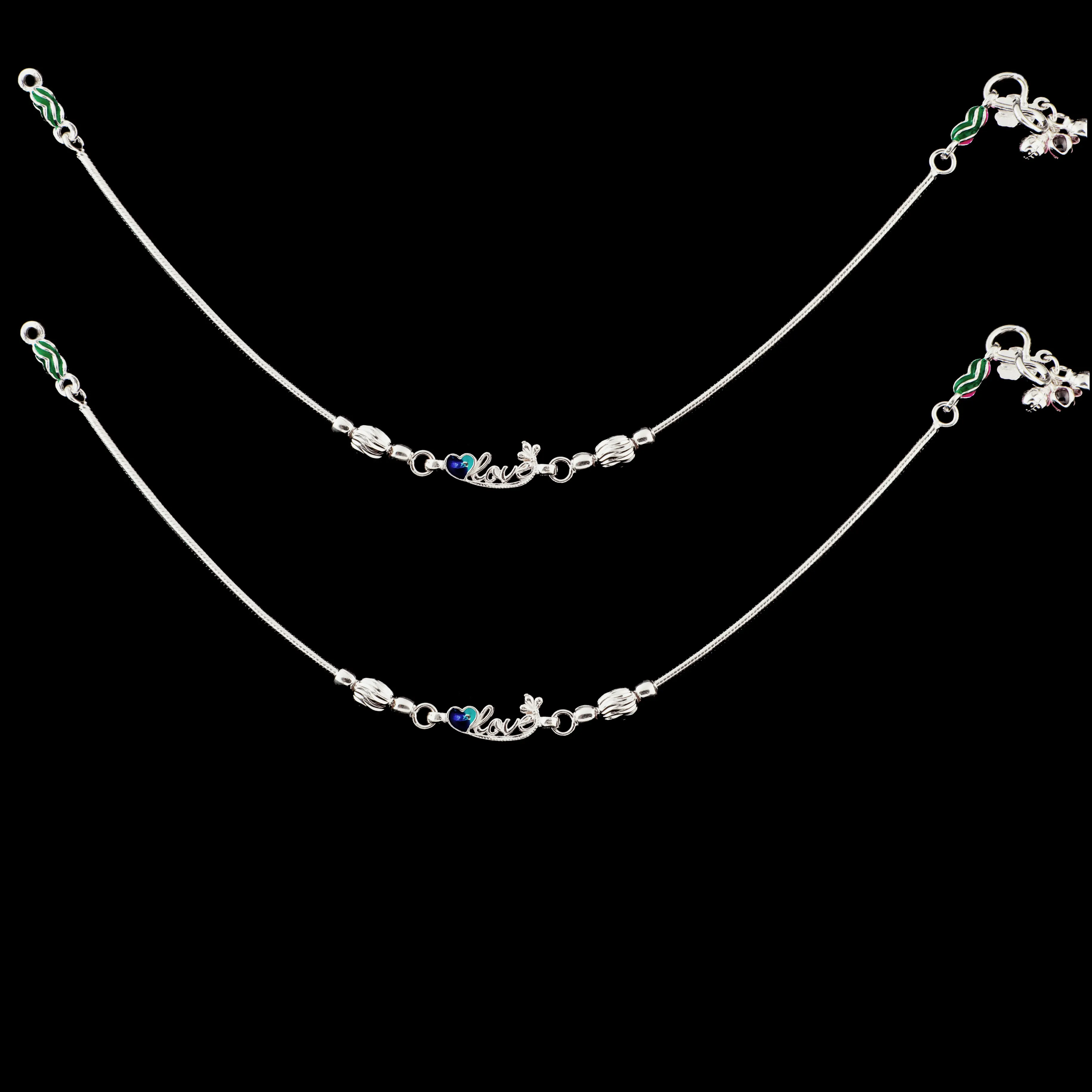 Silver Anklet Pair